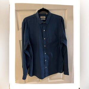 Van Heusen Medium Blue Dressy or Casual Button Down Shirt - L - 16 or 16.5”